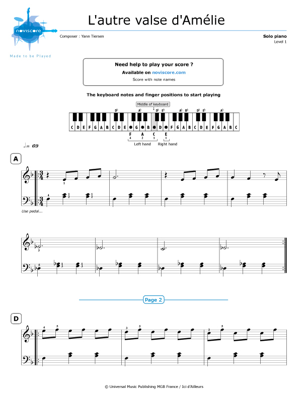 Yann Tiersen La Valse D Amelie Piano Sheet Music Best Music Sheet Comptine d'un autre ete : best music sheet blogger