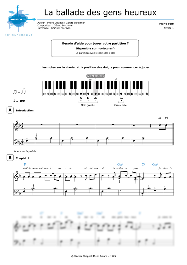 piano-sheet-music-la-ballade-des-gens-heureux-g-rard-lenorman