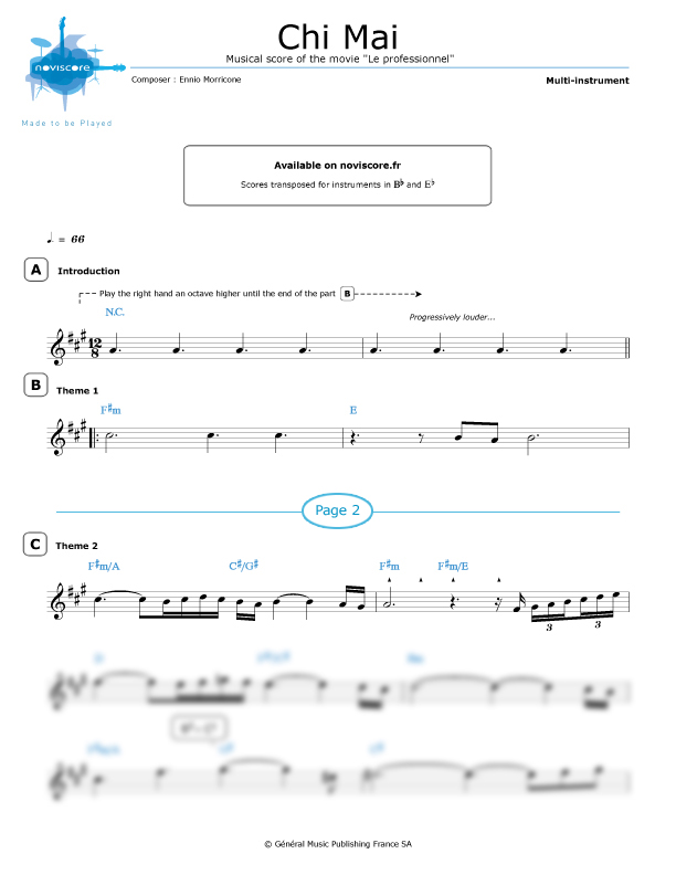 Other sheet music Chi Mai (Ennio Morricone) easy sheet music