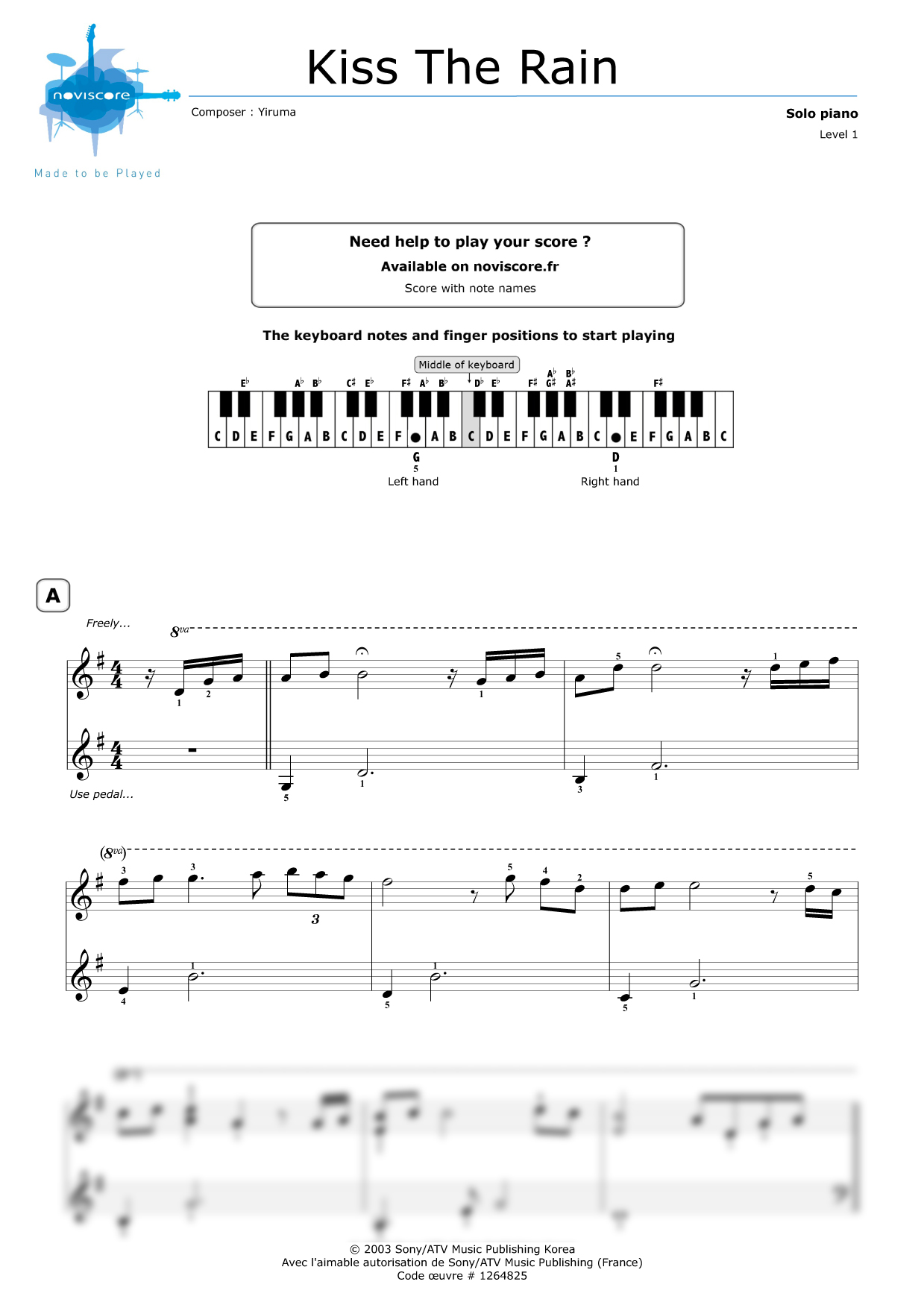 Kiss The Rain Yiruma Easy Sheet Music For Piano Solo Musescore Com