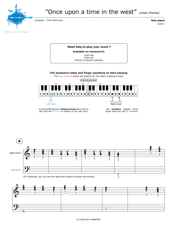 Piano sheet music Once Upon a Time in the West (Ennio Morricone