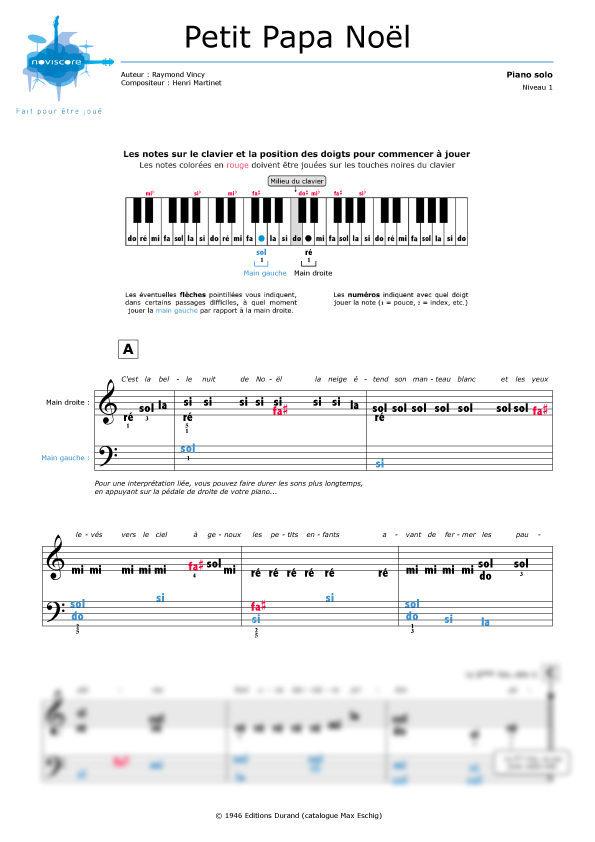Piano sheet music Petit Papa Noël (Chanson de Noël) | Noviscore sheets