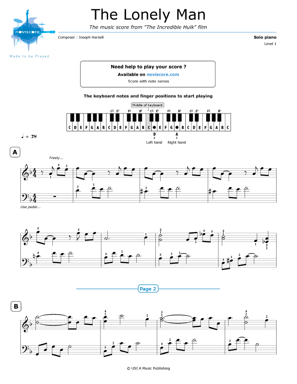 The Lonely Man sheet music for Piano download free in PDF or MIDI.